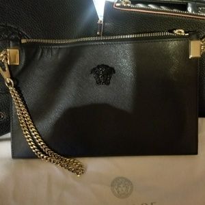 VERSACE MEDUSA HEAD PALAZZO LEATHER POUCH